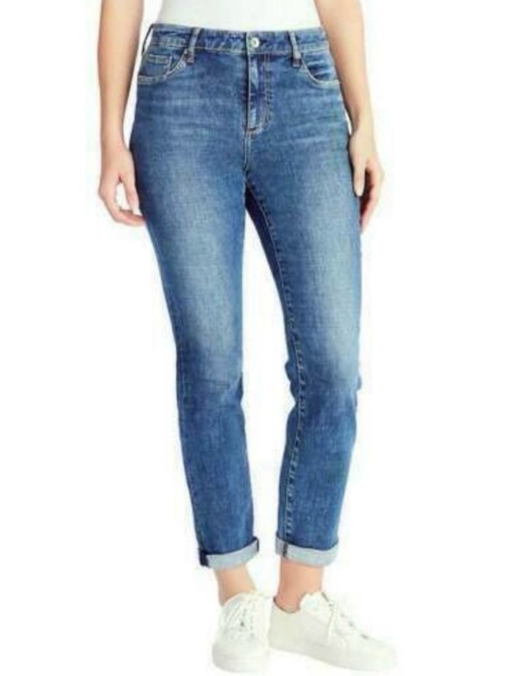 Chaps Blue Slim Boyfriend Cropped Roll Cuff Jeans Womens 6 NWT